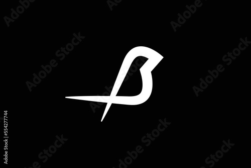 Minimal Awesome Trendy Letter B Bird Design Template On Black Background