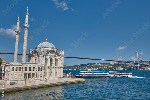Picturesque Buyuk mecidiye cami in Bosporus strait. Istanbul, Turkey photo