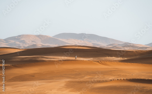 Lonely walker in Sahara Desert Merzouga Person Morocco