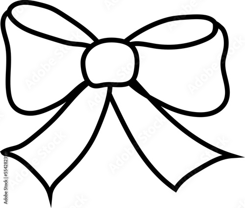 isolated black outline bow on white background