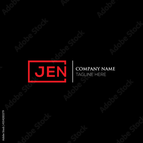 JEN letter logo design on black background. JEN creative initials letter logo concept. JEN letter design. JEN letter design on white background. JEN logo vector.
