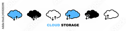 Cloud data storage icon set illustration