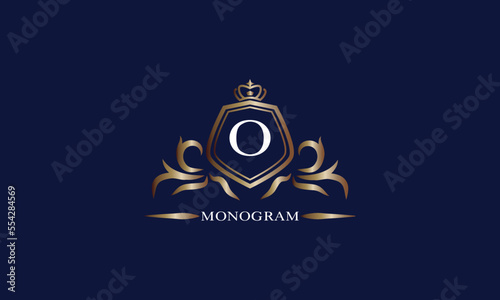 Gold luxury initial O logo. Elegant vector initial letter monogram design as emblem, business sign