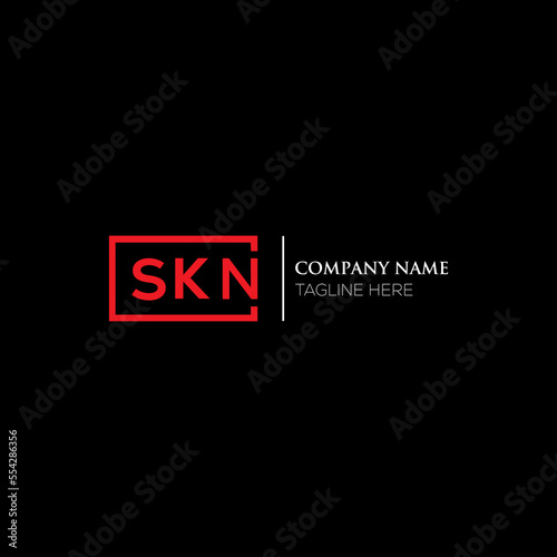 SKN letter logo design on black background. SKN creative initials letter logo concept. SKN letter design. SKN letter design on white background. SKN logo vector.
 photo