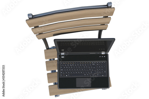 pc portatile con sedia 