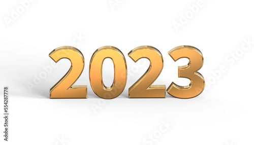 2023 symbol golden metallic 3d-illustration 