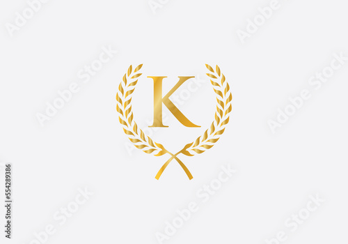 Laurel wreath logo and Vintage wheat circle leaf icon design with letters. Laurel wreath leaf circle letters and icon