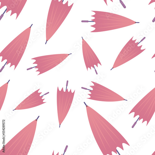 illustrazione con ripetizione seamless di ombrelli parapioggia chiusi su sfondo trasparente