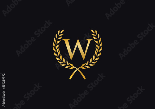 Laurel wreath logo and Vintage wheat circle leaf icon design with letters. Laurel wreath leaf circle letters favicon and icon 