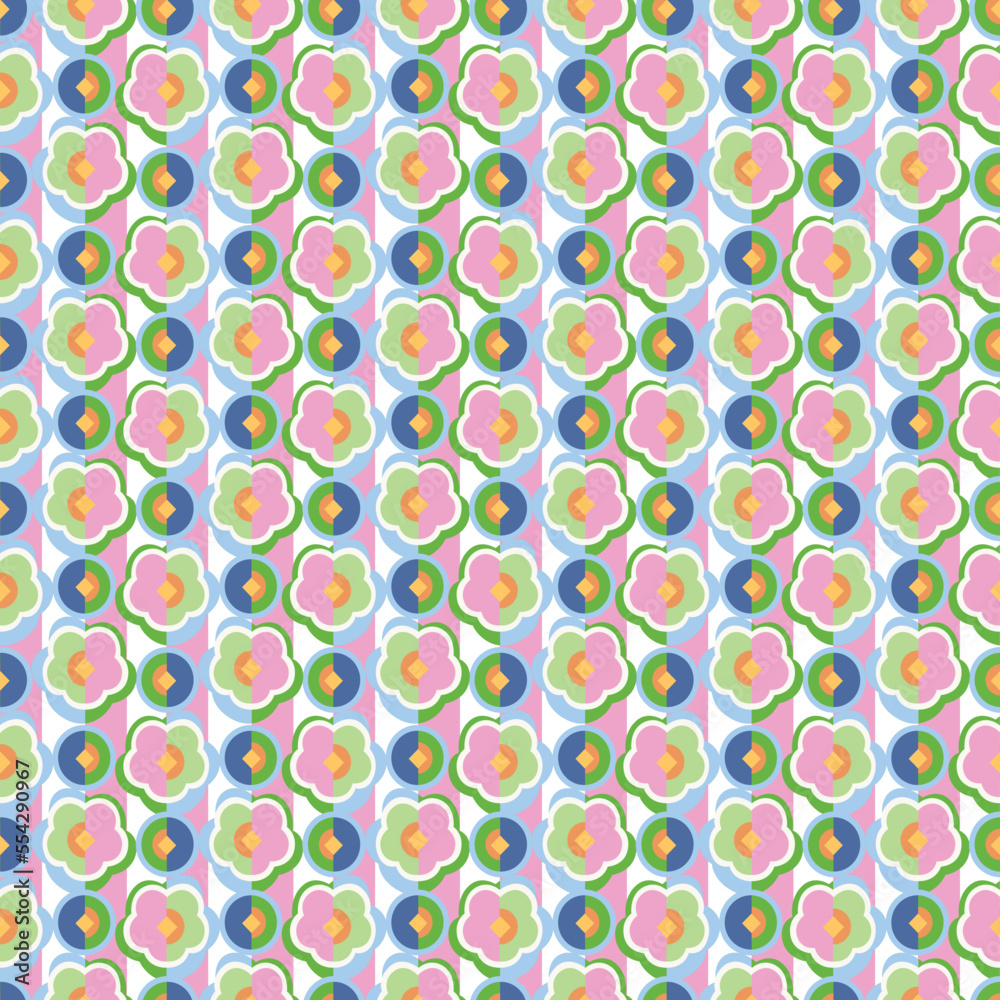 Fototapeta premium GEOMETRIC FLORAL SEAMLESS PATTERN IN EDITABLE VECTOR FILE