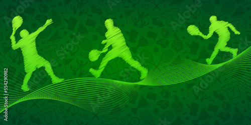 Tennis abstract lines with wave design. Creative sport concept. Art vector graphic for brochures, flyers, presentations, logo, print, website, poster, banner, templates, background, social media.