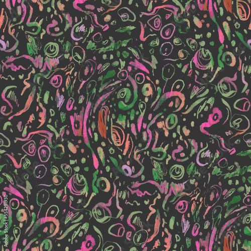 Irregular hand painted seamless pattern. Hand drawn doodle textured backgroun...