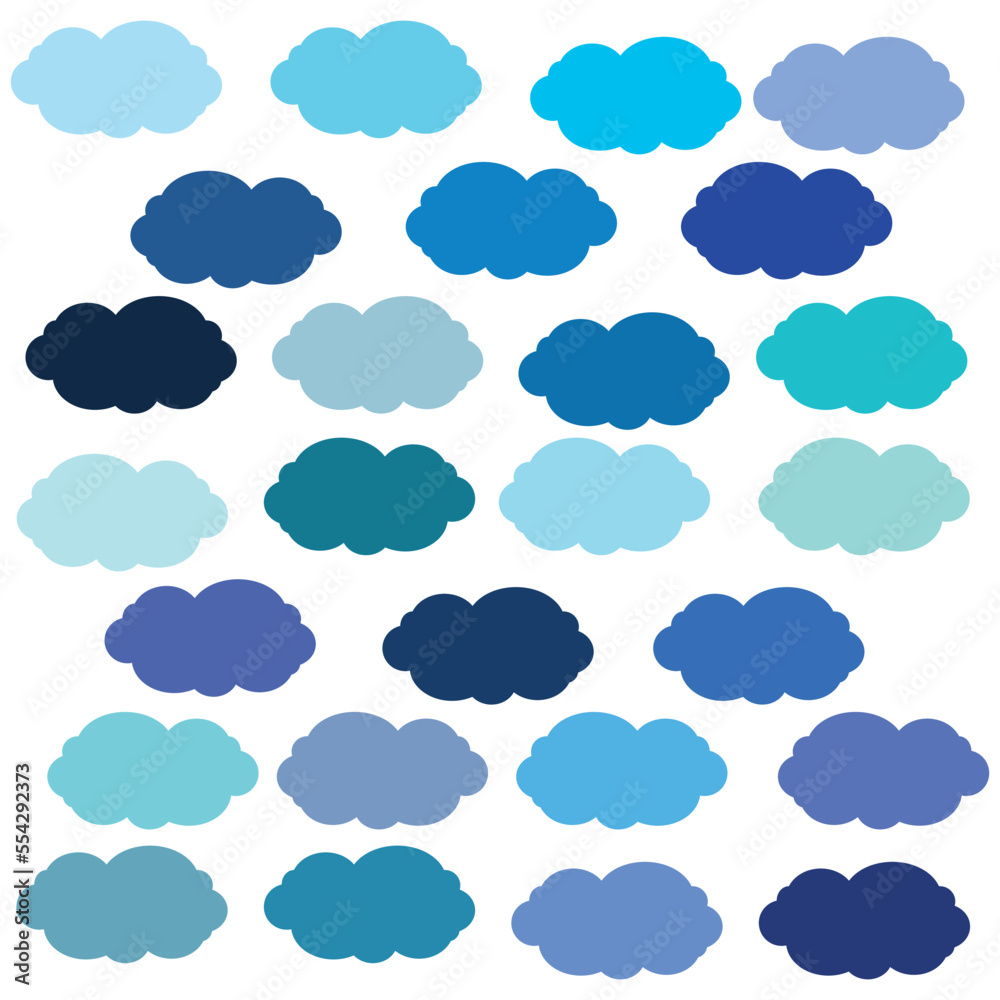 Fluffy blue clounds shapes vectors Fluffy blue clounds shapes vectors