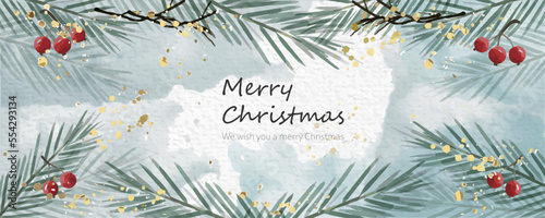 Christmas background with watercolor