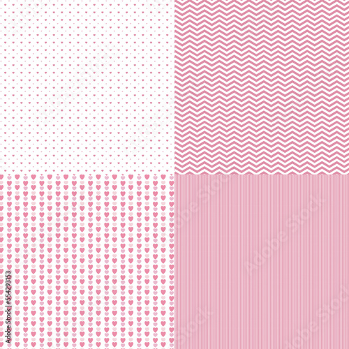 Super cute pink pattern set with little hearts