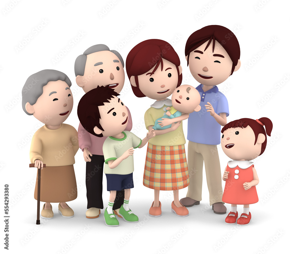 Family of 3 generations. 3D illustration
3D illustration, big family portrait of 3 generations.
Mother and father, grandpa, grandma,daughter and son, with baby happiness lifestyle. Family of 3 generations. 3D illustration
3D illustration, big family portrait of 3 generations.
Mother and father, grandpa, grandma,daughter and son, with baby happiness lifestyle.