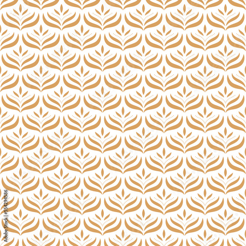 Art deco vector seamless pattern in gold color isolated on white background