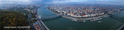 Aerial view of the city Budapest in Hungary on a sunny day in autumn. © GDMpro S.R.O