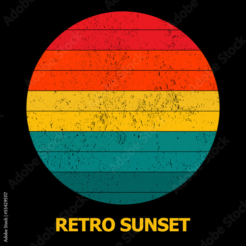 retro sunset vintage old design for background t-shirt, POD, book cover and other Print on demand retro sunset vintage