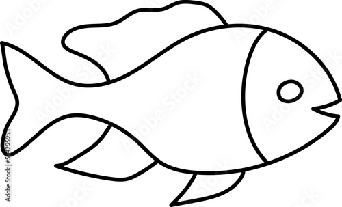 isolated flat black outline of a fish