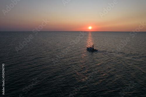 boat at sunset