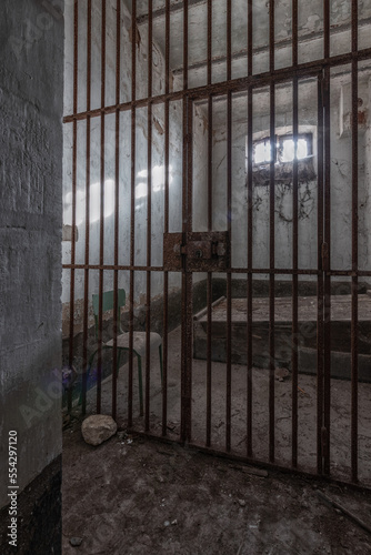 Prison cell with bars in a abandoned Prison