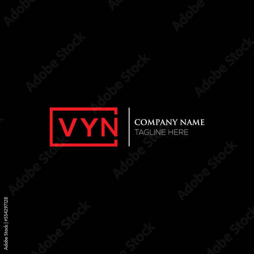 VYN letter logo design on black background. VYN creative initials letter logo concept. VYN letter design. VYN letter design on white background. VYN logo vector.
 photo