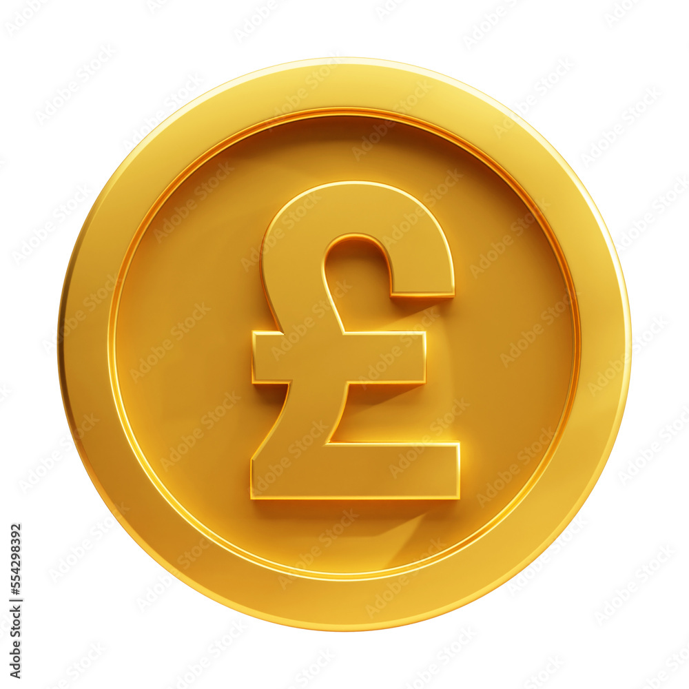 Golden Pound Sterling coin, 3d realistic gold coin icon. Golden Pound Sterling coin, 3d realistic gold coin icon.