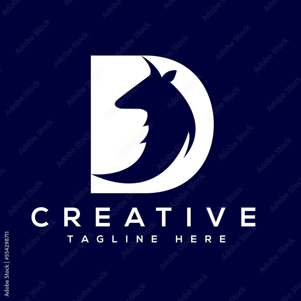 Letter d horse logo design template inspiration vector illustration.