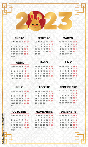 Calendario 2023 año nuevo chino en español