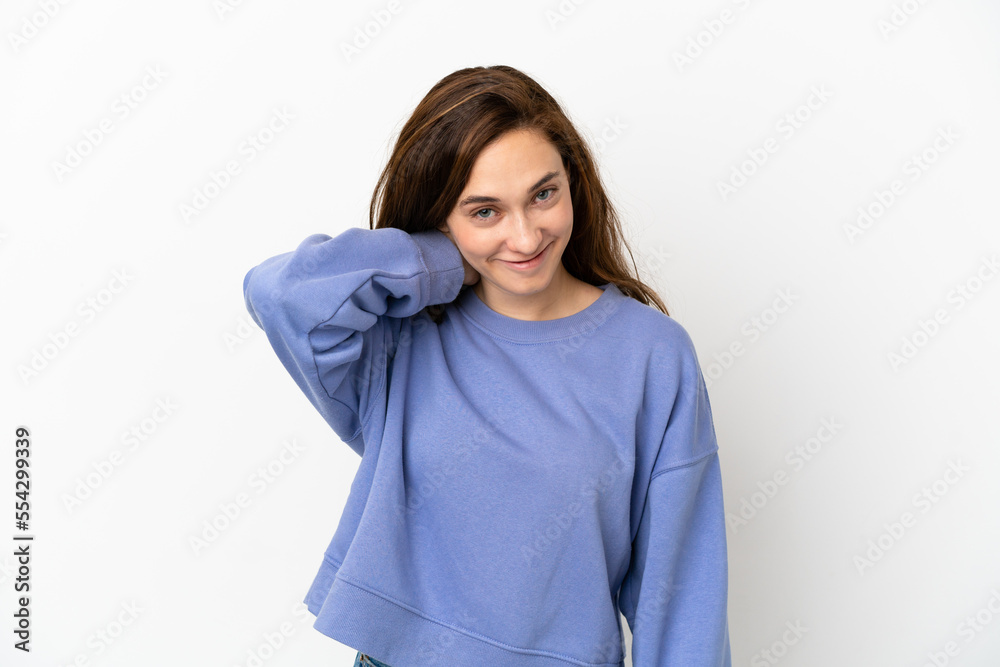 Young caucasian woman isolated on white background laughing Young caucasian woman isolated on white background laughing