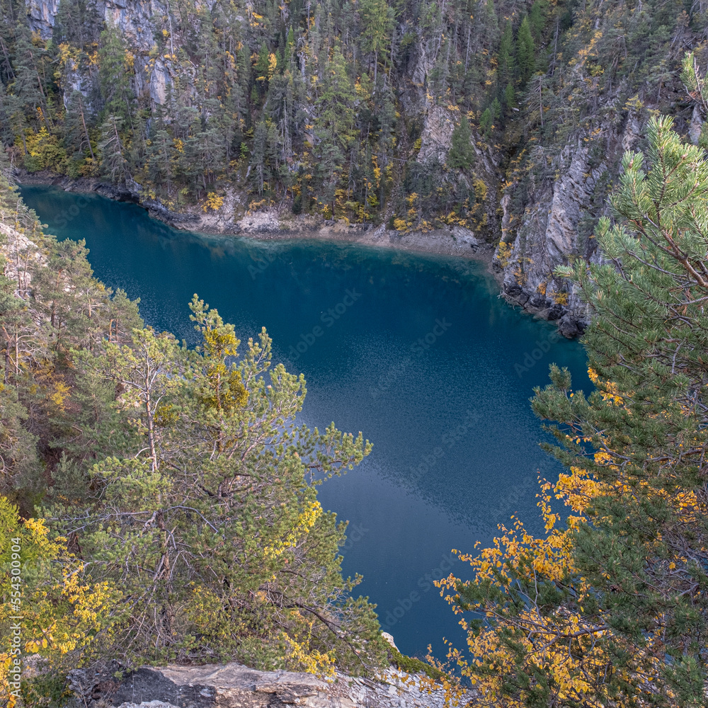 Lac Pont Baldy, a mountain lake in Briancon, Hautes-Alpes, France