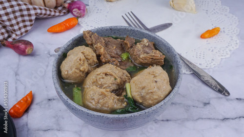 Delicious Bakso Kuah/Meatball Soup. Indonesian Traditional Food