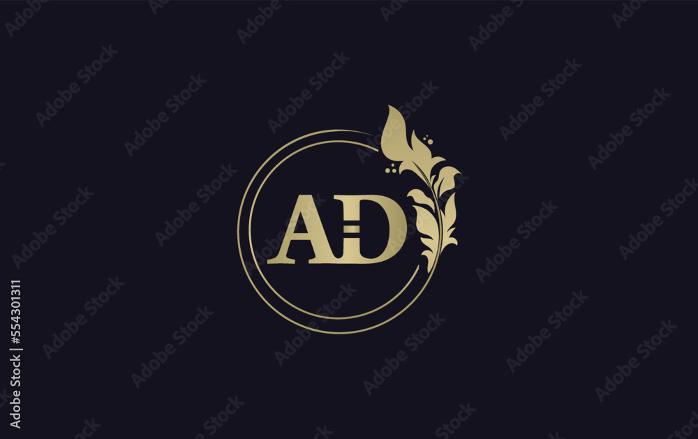 Golden leaf and circle logo design vector. Golden beauty  logo and business symbol vector design