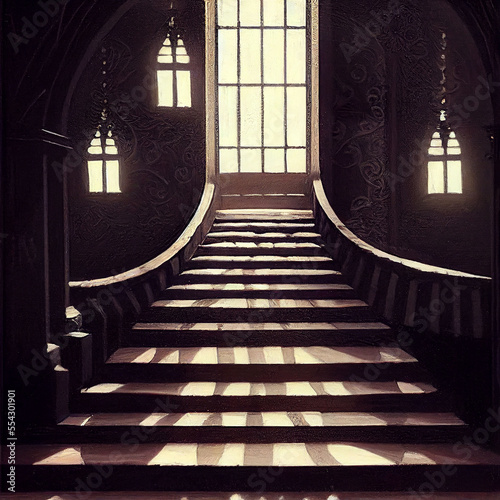 vintage staircase in the dark