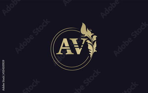 Golden leaf and circle logo design vector. Golden beauty logo and business symbol vector design