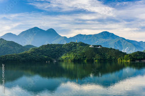 The scenery of Sun Moon Lake in the morning. it’s a famous attraction in Nantou, Taiwan. © BINGJHEN