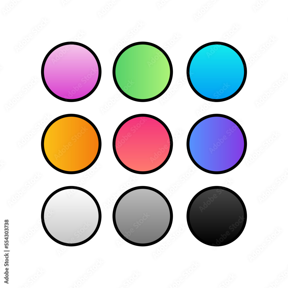 Set of colorful gradients in circle shapes Set of colorful gradients in circle shapes