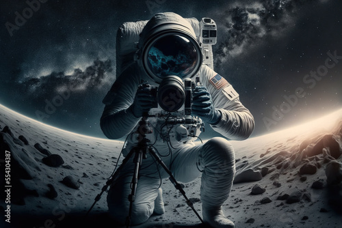 astronaut in space with camera