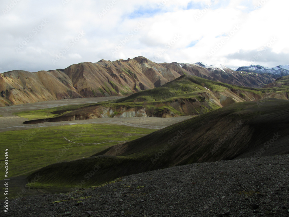 Beautiful photo landscape in Icelandic highlands in summer in a place called Landmannalaugar  