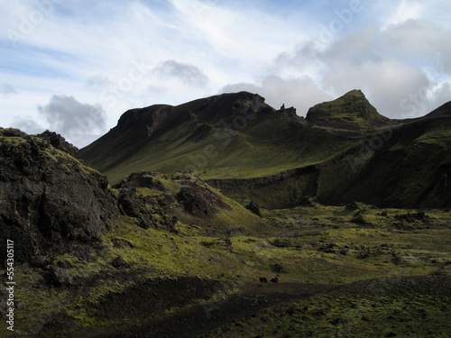 Beautiful photo landscape in Icelandic highlands in summer in a place called Landmannalaugar 