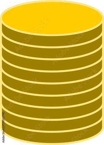 Gold Coin Money or Cryptocurrency Stapled Token Symbol Icon. Vector Image.