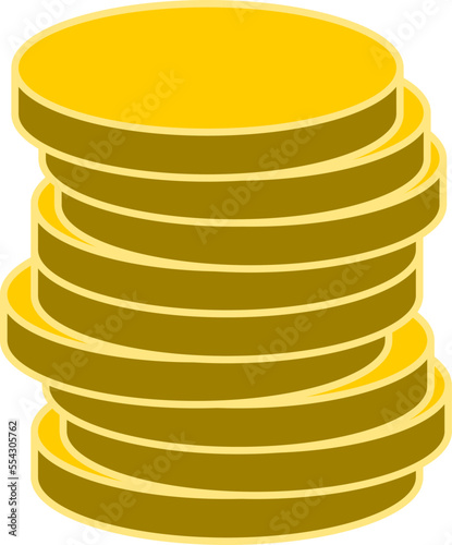 Gold Coin Money or Cryptocurrency Stapled Token Symbol Icon. Vector Image.