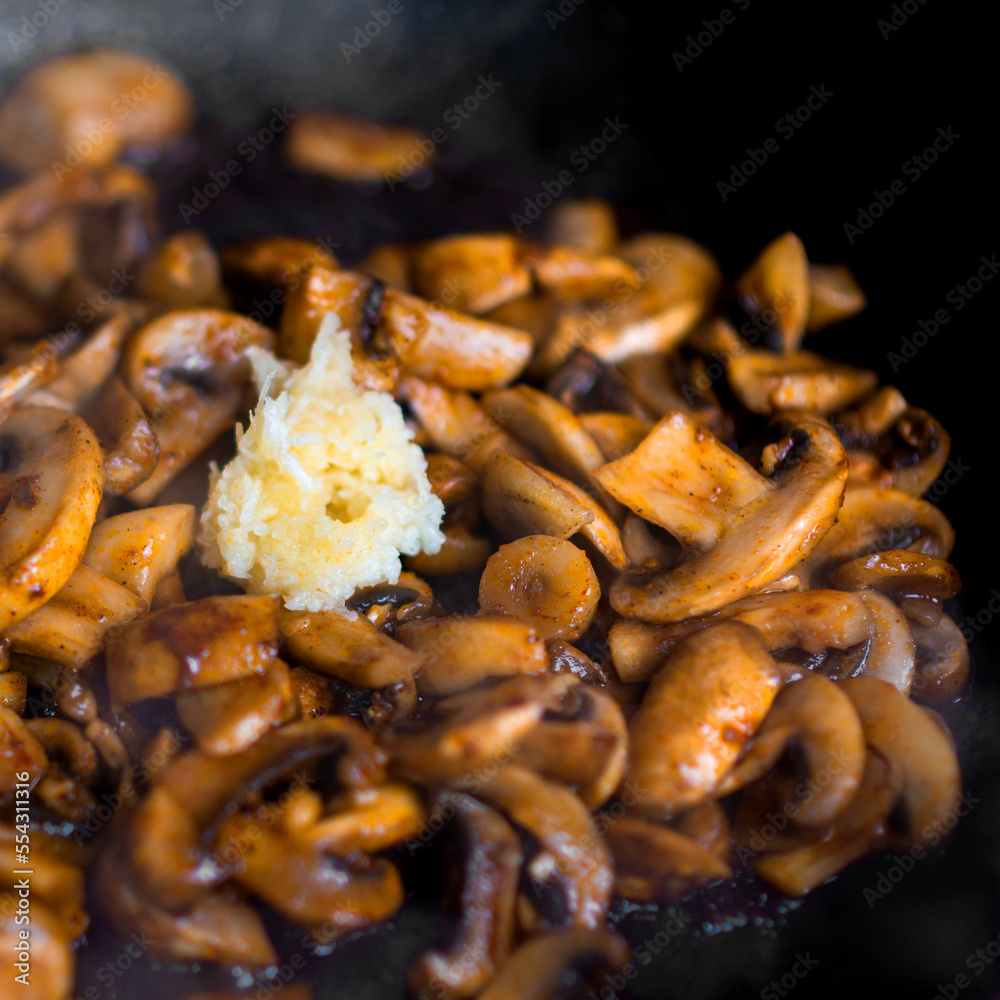 Grilled mushrooms in a pan Grilled mushrooms in a pan