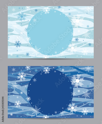 Holiday greeting card design with snowflake confetti