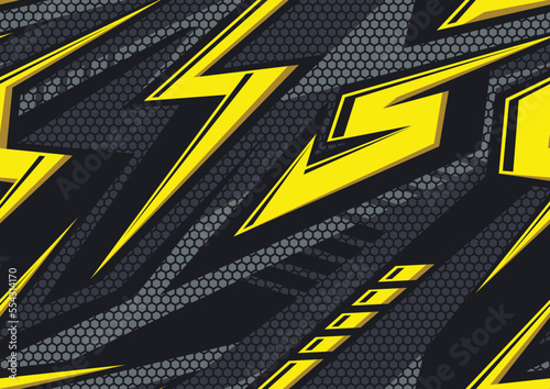 Racing seamless pattern with striped geometric trendy ornament. Sport bright digital background for vinyl wrap and decal. Abstract camo vector texture.