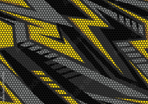 Racing seamless pattern with striped geometric trendy ornament. Sport bright digital background for vinyl wrap and decal. Abstract camo vector texture.