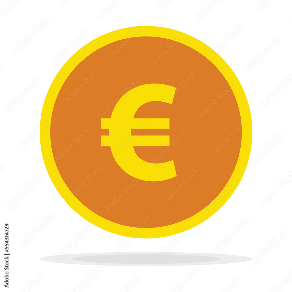Coin icon. Money symbol. Bank payment symbol. Euro sign. Euro coin. Golden coin. Finance. Currency. Wealth symbol. Success. Cash. Currency exchange. European currency. Gold.