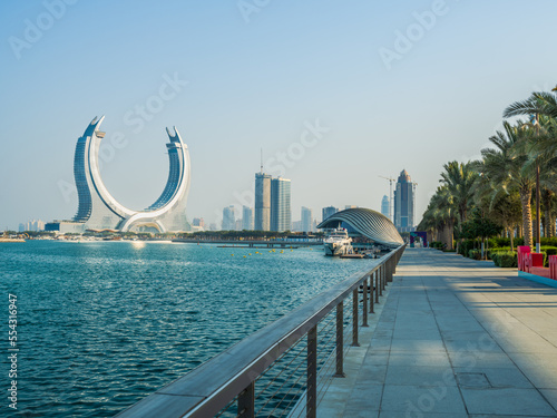 Lusail park promenade and buildings in Doha, Qatar photo