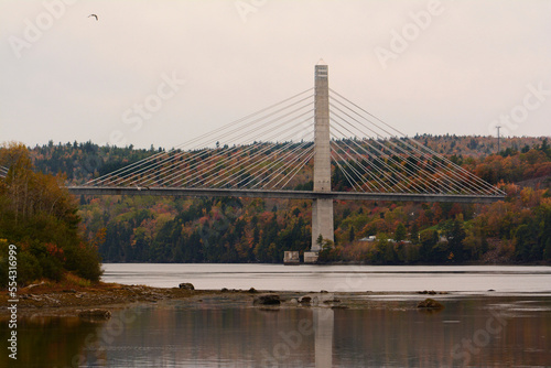 The Penobscot Narrows Bridge and Observatory near Bucksport.; Bucksport, Prospect and Verona Island, Maine. photo